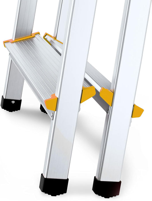 Sgabello Scala In Alluminio 2 Gradini 2x2 Doppia Salita 125 Kg