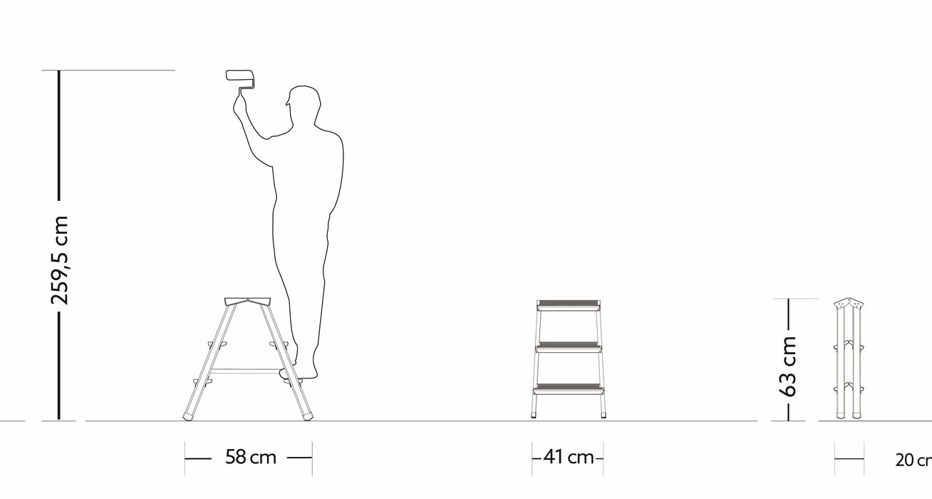 Sgabello Scala In Alluminio 3 Gradini 3x3 Doppia Salita 125 Kg